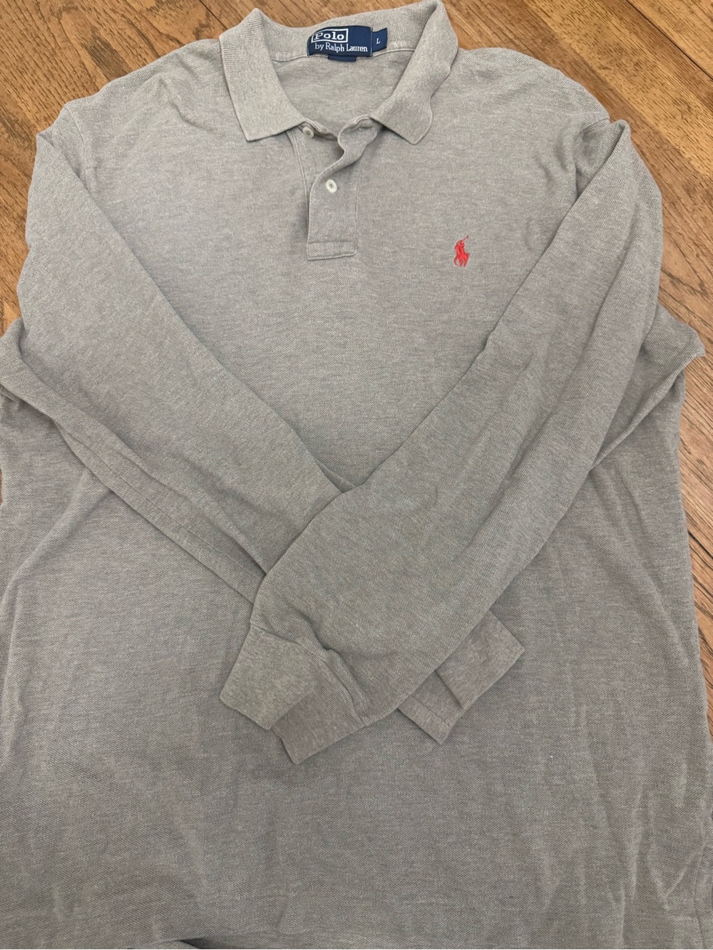 Polo by Ralph Lauren Long-Sleeve Gray Polo with Red Pony
